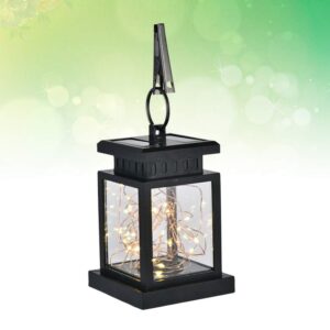 Excellent Solar Powered LED Candle Outdoor Garden Table Lantern Hanging Light Outdoor Hanging Lamp Yard Decor (Flashing Star, Black)