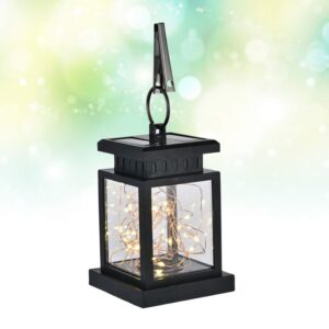 Excellent Solar Powered LED Candle Outdoor Garden Table Lantern Hanging Light Outdoor Hanging Lamp Yard Decor (Flashing Star, Black)