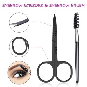 Eyebrow Tweezers Set, HOCOSY 7 in 1 Eyebrow Kit includes Eyebrow Scissors, Brush, Eyebrow Razor, Stainless Steel, Best Precision Eyebrow Shaper Trimmer for Ingrown Hair with Leather Travel Case