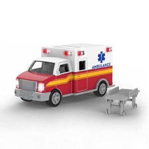 driven by battat – micro ambulance – toy truck with lights and sound – rescue trucks and toys for kids aged 3 and up, wh1126z