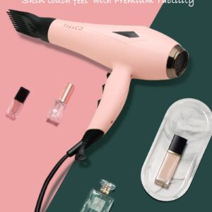 Hair Dryer Blow Dryer with Diffuser Brush Comb Attachments Powerful AC Motor for 3c Thick Hair Curly Women Professional Salon Best Hair Dryer(Pink)