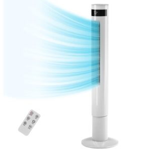 r.w.flame tower fan with remote control,standing fan for office, oscillation fan, 3 wind modes,time settings,led display(43", white)