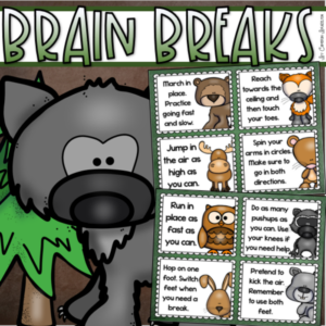 brain breaks movement cards woodland animals theme