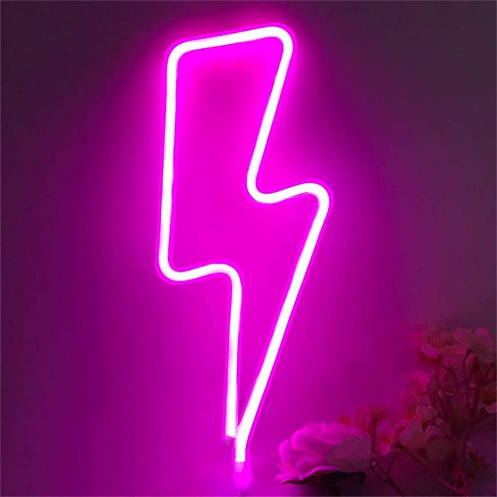 Nordstylee Neon Lightning Light Signs,Led Lightning Night Lights for Kid's Gift, Wall, Birthday Party, Christmas, Wedding Decoration(red)