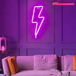 Nordstylee Neon Lightning Light Signs,Led Lightning Night Lights for Kid's Gift, Wall, Birthday Party, Christmas, Wedding Decoration(red)