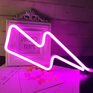 Nordstylee Neon Lightning Light Signs,Led Lightning Night Lights for Kid's Gift, Wall, Birthday Party, Christmas, Wedding Decoration(red)