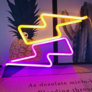 Nordstylee Neon Lightning Light Signs,Led Lightning Night Lights for Kid's Gift, Wall, Birthday Party, Christmas, Wedding Decoration(red)