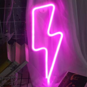 Nordstylee Neon Lightning Light Signs,Led Lightning Night Lights for Kid's Gift, Wall, Birthday Party, Christmas, Wedding Decoration(red)