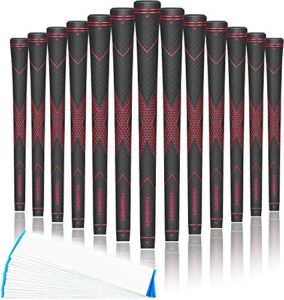 champkey premium rubber golf grips 13 pack | high traction and feedback rubber golf club grips | choose between 13 grips with 15 tapse and 13 grips with all kits