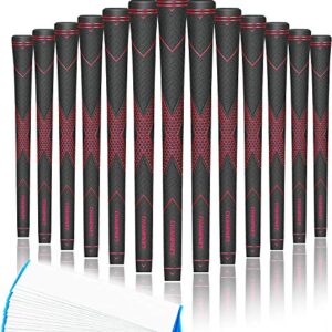 CHAMPKEY Premium Rubber Golf Grips 13 Pack | High Traction and Feedback Rubber Golf Club Grips | Choose Between 13 Grips with 15 Tapse and 13 Grips with All Kits