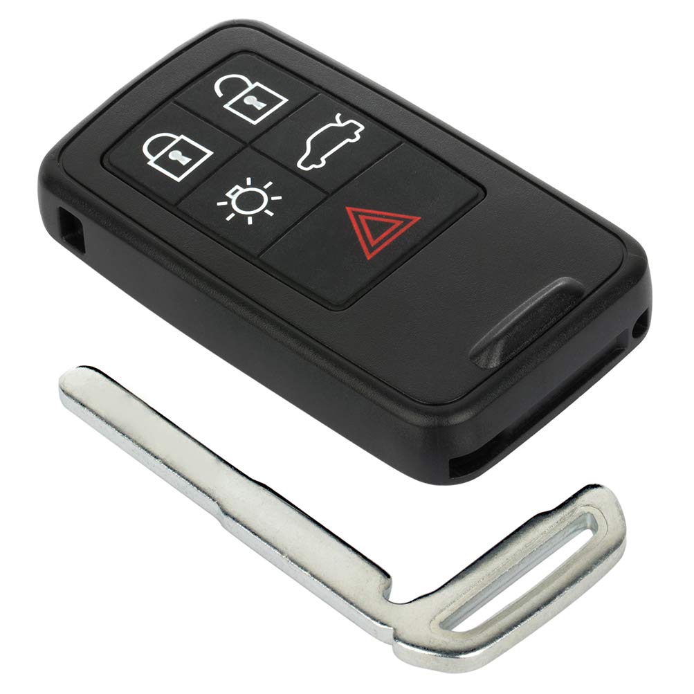 ZENITHIKE Keyless Entry for Smart Proximity Remote Key Fob Uncut Ignition Keyless 5 Buttons with Key Blade 2008 2009 2010 2011 2012 2013 2014 2015 2016 2017 for Volvo XC60 XC70 X 1 Ship from USA