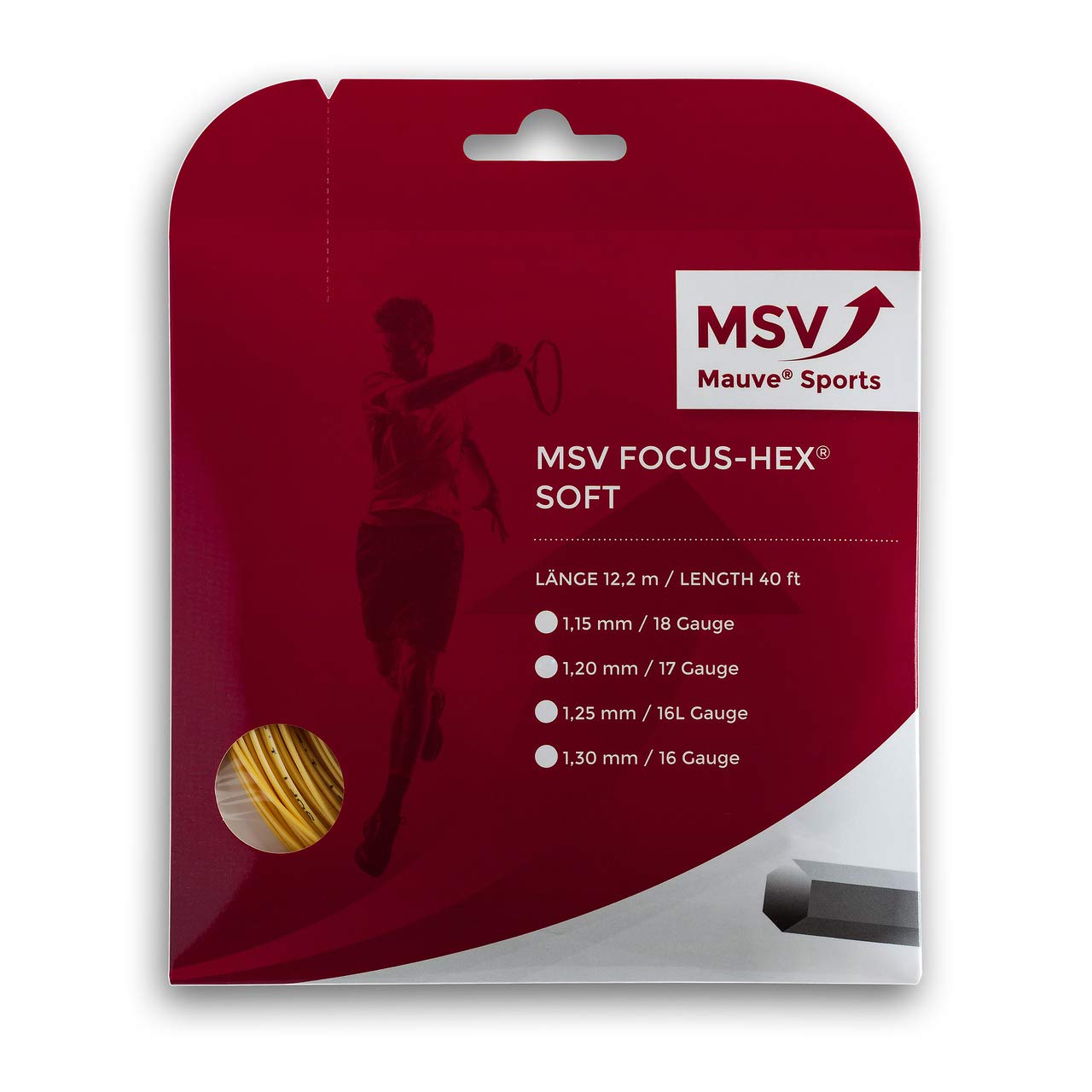 MSV Focus HEX Soft Tennis String Set, 1.20 Gauge, Yellow