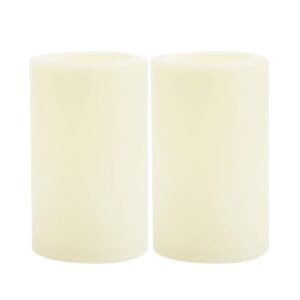 2 pack flameless led pillar candles waterproof outdoor battery operated 6-hours timed flickering electric fake candle set bulk for home garden wedding party christmas decoration 3x5 inches