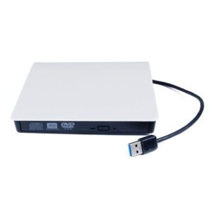 Sunvalley White USB 3.0 External DVD CD ROM Optical Drive, for Asus VivoBook 15 S15 F510UA F510QA S S14 Flip 14 L203MA Pro 17 S532 15.6 Inch Laptop, Portable Pop-Up DVD-RW CD-R Player, New in Box