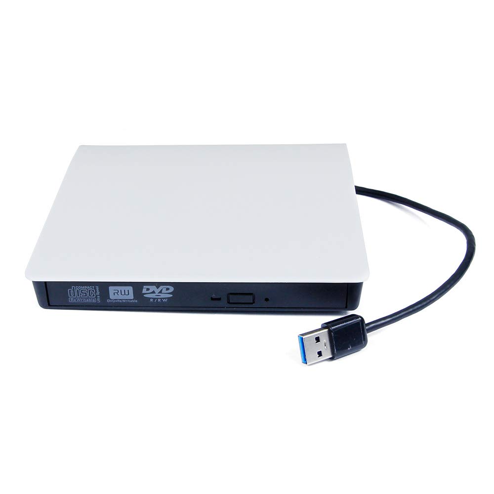 Sunvalley White USB 3.0 External DVD CD ROM Optical Drive, for Asus VivoBook 15 S15 F510UA F510QA S S14 Flip 14 L203MA Pro 17 S532 15.6 Inch Laptop, Portable Pop-Up DVD-RW CD-R Player, New in Box