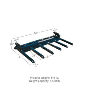 Titan Attachments 21" Fork Length Clamp-On Debris Forks V2, Fits 60" Loader Buckets, Skid Steers, Rated 4,560 LB Capacity