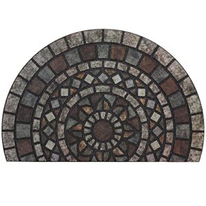 mohawk home entryway door mat 2' x 3' all weather doormat outdoor non slip recycled rubber, mosaic mythos stone slice