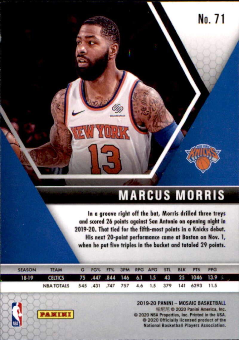 2019-20 Panini Mosaic #71 Marcus Morris Sr. New York Knicks Basketball Card