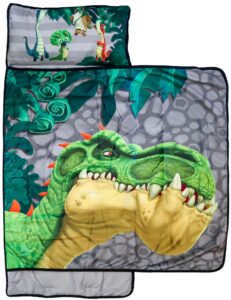 jay franco gigantosaurus giganto stacked nap mat - built-in pillow and blanket featuring dinosaur rocky, bill, tiny, & mazu - kids'/toddler/children's bedding