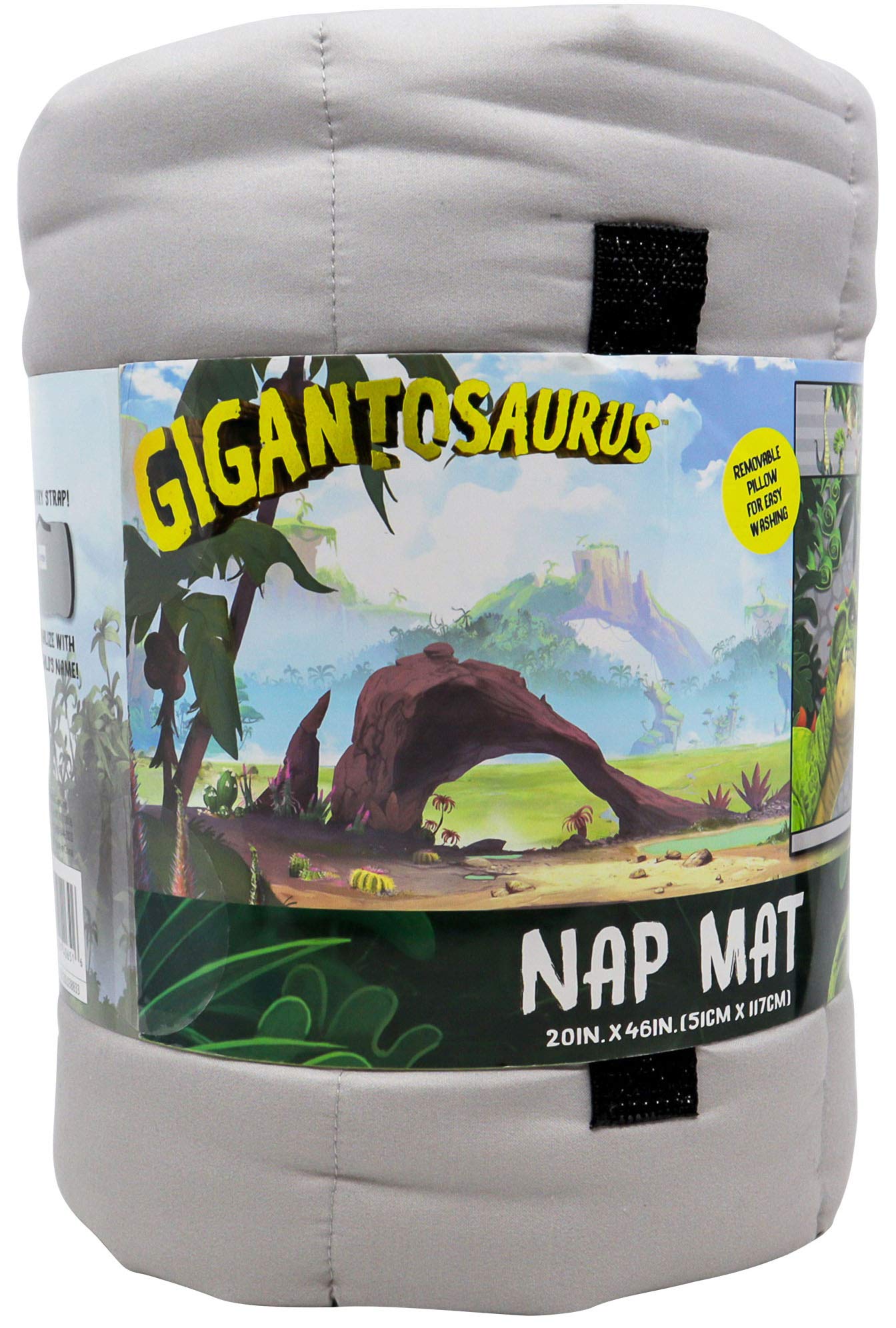 Jay Franco Gigantosaurus Giganto Stacked Nap Mat - Built-in Pillow and Blanket Featuring Dinosaur Rocky, Bill, Tiny, & Mazu - Kids'/Toddler/Children's Bedding