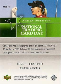 2004 Upper Deck National Baseball Card Day #UD-1 Annika Sorenstam LPGA Golf Card NM-MT