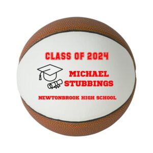 personalized custom graduation 2024 basketball gift - graduation class of 2024 - graduation gift for boy - graduation gift for girl (mini basketball, redtext)