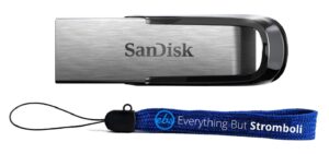 sandisk 64gb ultra flair usb 3.0 flash drive 64 gig high speed memory pen drive (sdcz73-064g-g46) bundle with (1) everything but stromboli lanyard