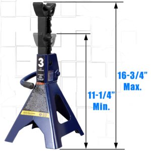 TCE AT43202U Torin Steel Jack Stands: 3 Ton (6,000 lb) Capacity, Blue, 1 Pair