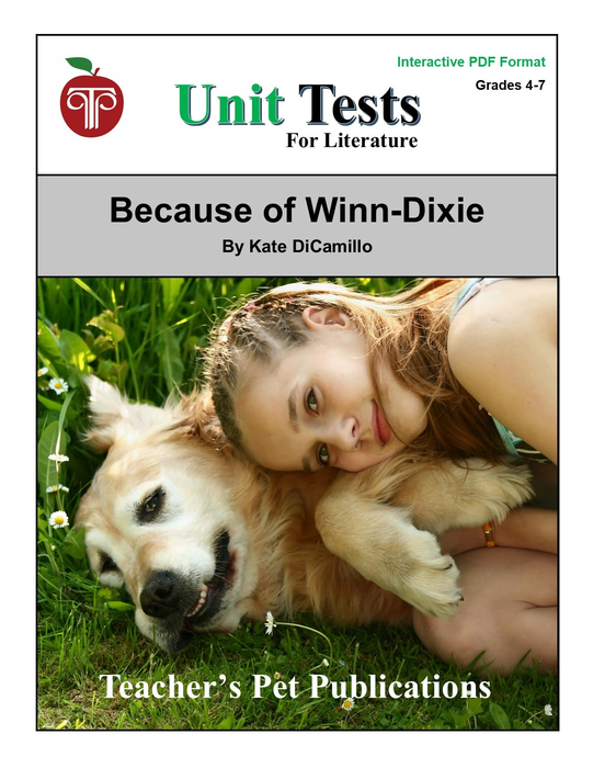 Interactive PDF Digital Unit Test for Because of Winn-Dixie