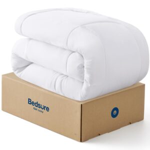bedsure full size duvet insert - down alternative white, quilted all season comforter with corner tabs