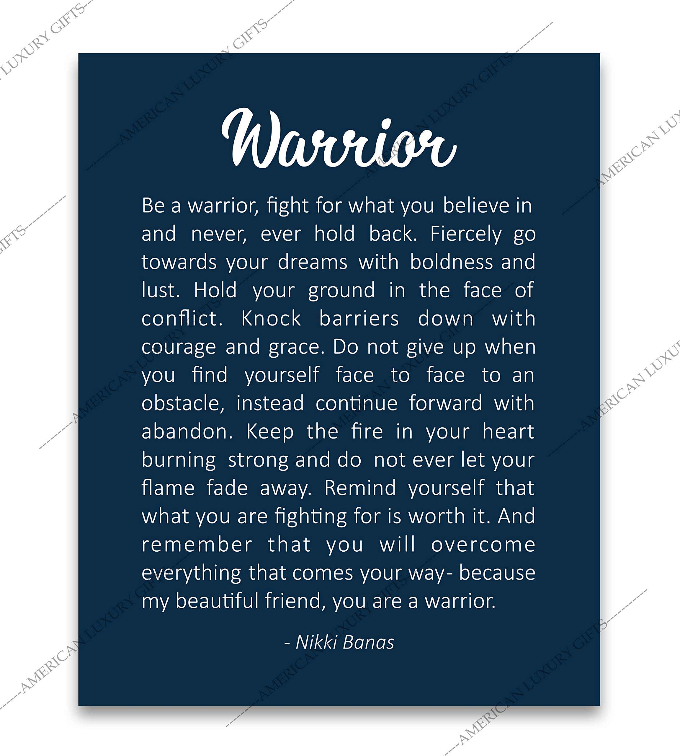 Be A Warrior – Fierce Motivational Wall Art, Inspirational Wall Decor Print For, Living Room, Office Décor, Dorm Decor, Perfect Gift of Motivation, Artistic Wall Art Print For Friends, Unframed 8x10