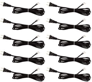 creative hobbies black lamp cord, 8 foot long, replacement lamp cord lamp repair part, 18/2 spt-1 wire, ul listed (10)