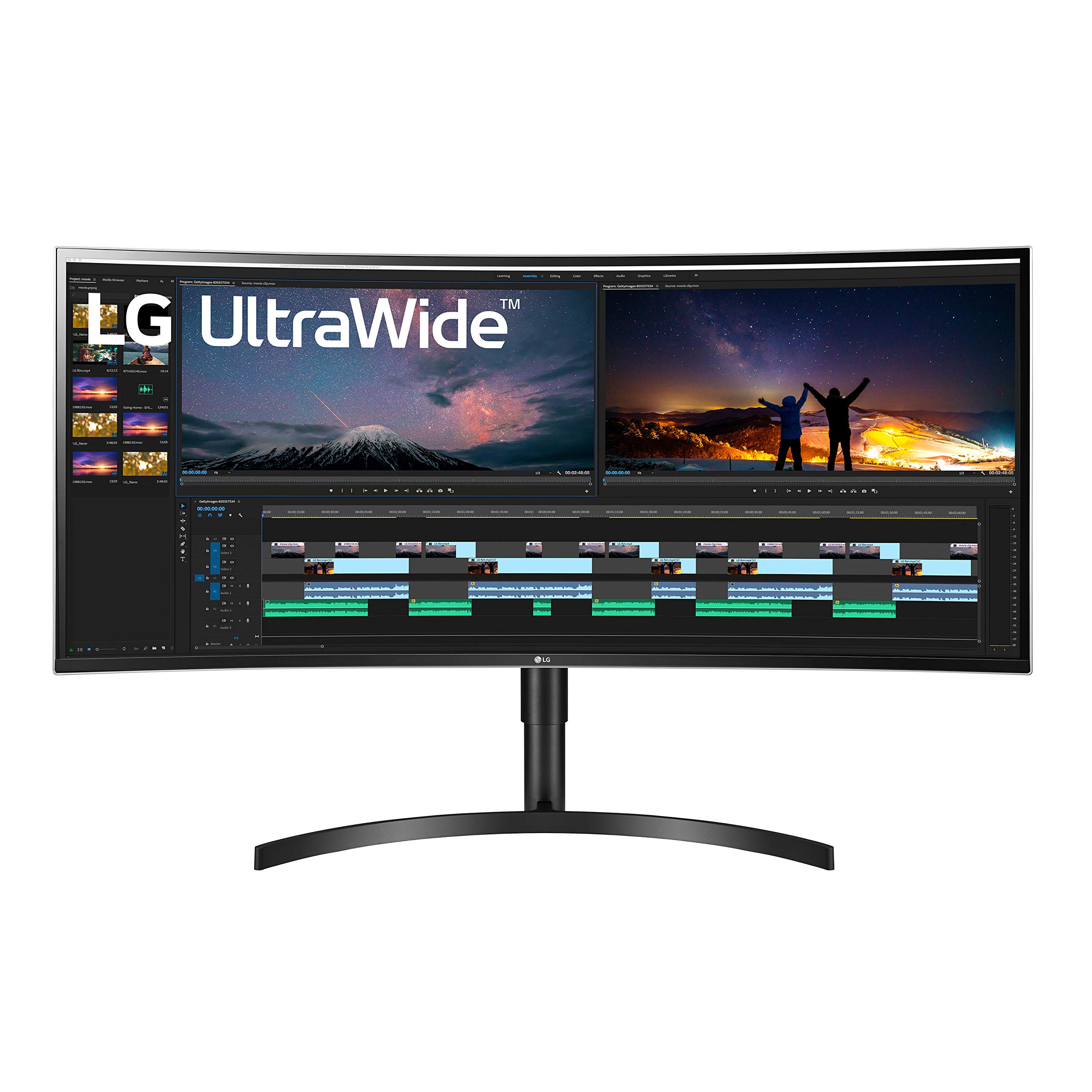 LG 38WN75C-B Monitor 38" 21:9 Curved UltraWide QHD+ (3840 x 1600) IPS Display, HDR 10, sRGB 99% Color Gamut, Tilt/Height Adjustable Stand, Black