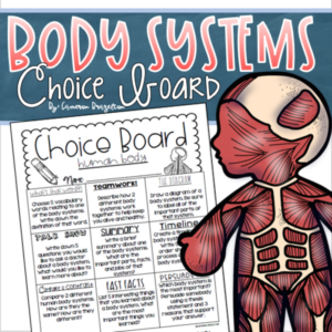 human body systems choice board activities