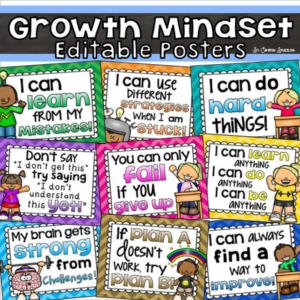 growth mindset editable poster set