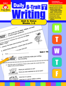 daily 6-trait writing bundle, grade 2, unit 5 voice, weeks 1-5