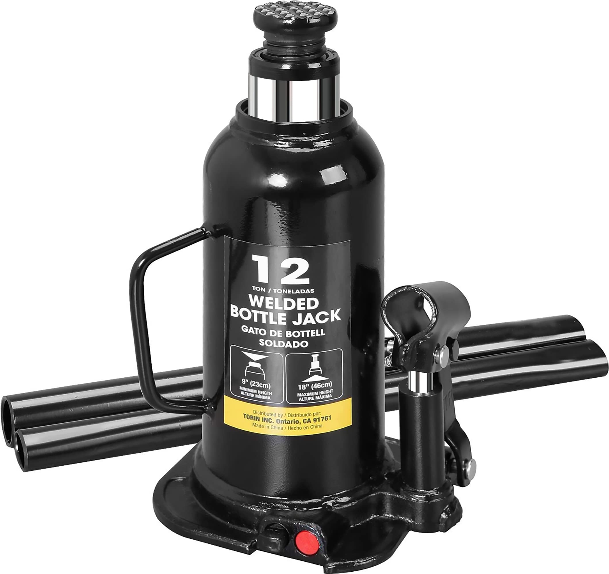 Torin 12 Ton (24,000 LBs) Capacity Hydraulic Welded Heavy Duty Bottle Jack, AT91203BB , Black