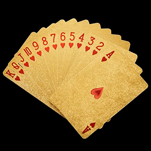 2 Decks Playing Card Waterproof Poker Cards Plastic PET Poker Card Novelty Poker Game Tools for Family Game Party (Black and Gold)