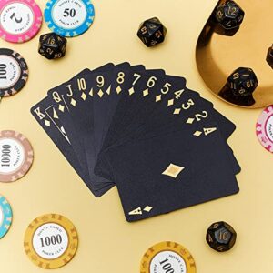 2 Decks Playing Card Waterproof Poker Cards Plastic PET Poker Card Novelty Poker Game Tools for Family Game Party (Black and Gold)