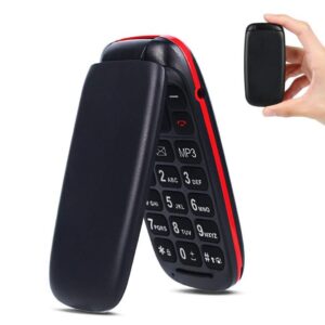 xboss f200 feature mini flip dual sim card fashion mobile phone cellphone with push button key unlocked (black)