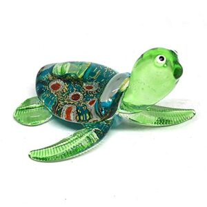 ZOOCRAFT Sea Turtle Hand Blown Glass Figurine Collectible Aquarium Miniature Home Garden Decor Personalized Gift