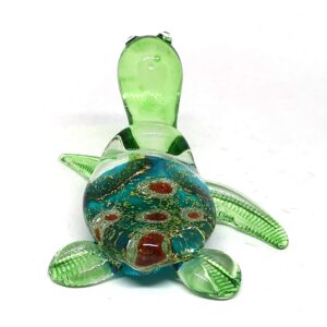 ZOOCRAFT Sea Turtle Hand Blown Glass Figurine Collectible Aquarium Miniature Home Garden Decor Personalized Gift