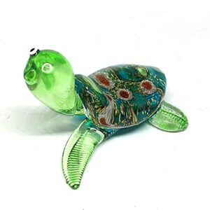 ZOOCRAFT Sea Turtle Hand Blown Glass Figurine Collectible Aquarium Miniature Home Garden Decor Personalized Gift