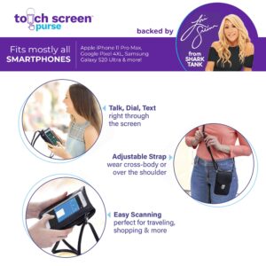 ALLSTAR INNOVATIONS touch screen purse by Lori Greiner Fits Most Smartphones - Stylish Crossbody with Shoulder Strap -RFID Keeps Cash, Credit Cards, Phone Screens Safe- Black