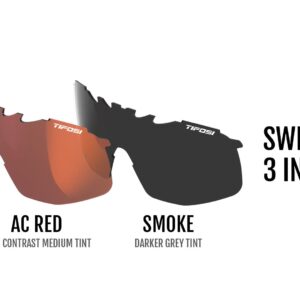 Tifosi Optics Sledge Sunglasses (Matte Black, Smoke/AC Red/Clear)