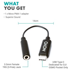 Movo PMA-1 DJI Osmo Pocket Microphone External Sound Adapter USB Type-C to 3.5mm TRS External Microphone Adapter