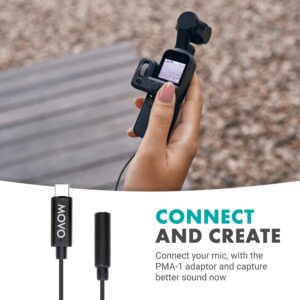 Movo PMA-1 DJI Osmo Pocket Microphone External Sound Adapter USB Type-C to 3.5mm TRS External Microphone Adapter