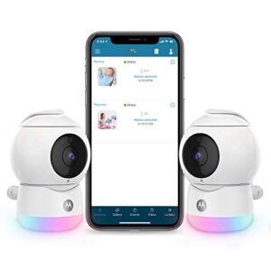 motorola peekaboo twin cameras wifi 1080p video baby monitor - multi-color night light, two-way audio, infrared night vision – 360 degree remote pan scan and digital zoom/tilt, soothing sounds