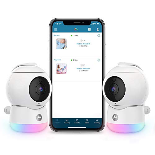 Motorola Peekaboo Twin Cameras WiFi 1080p Video Baby Monitor - Multi-Color Night Light, Two-Way Audio, Infrared Night Vision – 360 Degree Remote Pan Scan and Digital Zoom/Tilt, Soothing Sounds