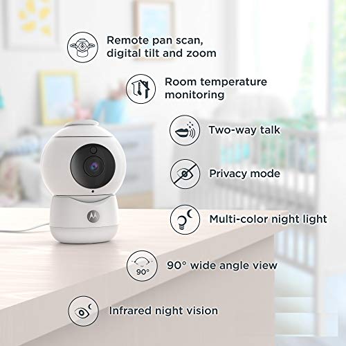Motorola Peekaboo Twin Cameras WiFi 1080p Video Baby Monitor - Multi-Color Night Light, Two-Way Audio, Infrared Night Vision – 360 Degree Remote Pan Scan and Digital Zoom/Tilt, Soothing Sounds